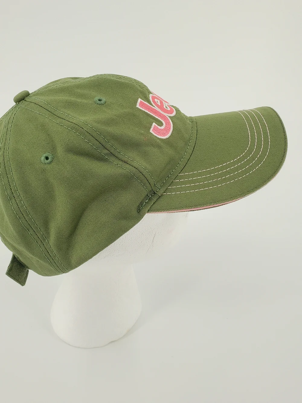 Jeep Hat Women's Olive Green & Pink Jeep Cap Adjustable Back Strap